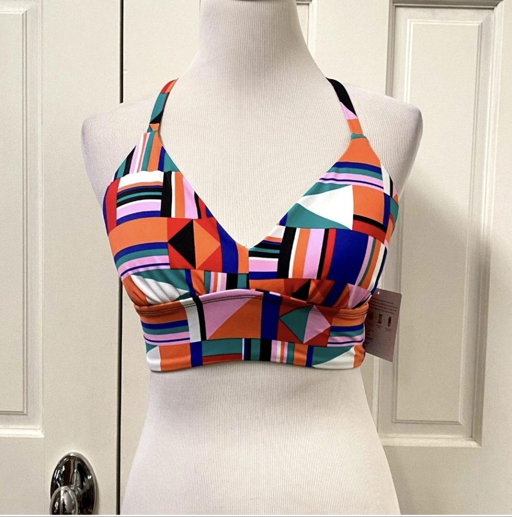 Colorful Geometric Print Swim Suit Top